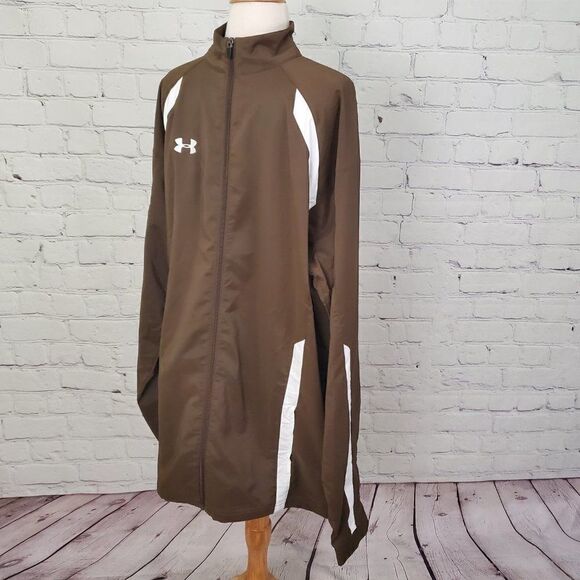 NWT UNDER ARMOUR - Jacket Brown New Windbreaker Athletic NEW sz LGT L Tall - Picture 3 of 5